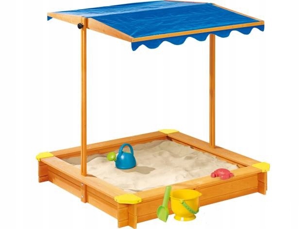 Drevené pieskovisko Playtive so strechou 118x118 cm zatvorené